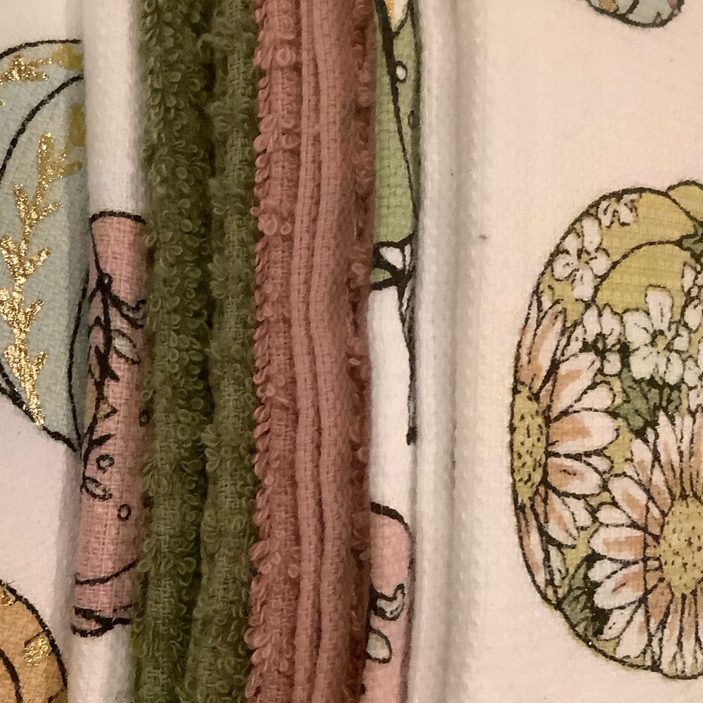 Rachel Zoe Multicolor Pumpkin Tea Towels Set of 4 NWT Cotton Blend 18x28” - Picture 8 of 16